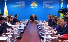Первый Президент Казахстана Нурсултан Назарбаев посетил Республиканский общественный штаб кандидата от партии «Nur Otan»