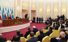 Briefing the media as result of talks with President of the Islamic Republic of Iran Hassan Rouhani