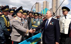 Participation in the military parade on the Day of the Fatherland Defender and the 25th anniversary of Kazakhstan’s Armed Forces